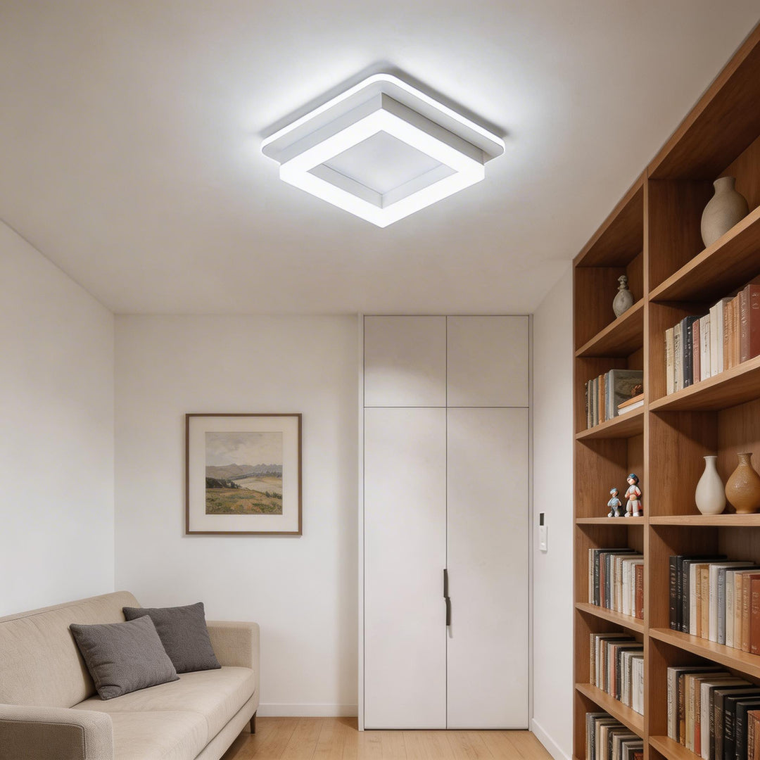 Modern Square Flush Mount Ceiling Light Fixture Metal Acrylic LED Design for Indoor Spaces