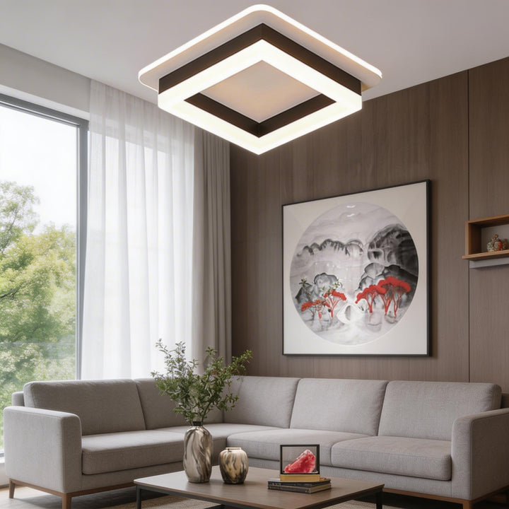 Modern Square Flush Mount Ceiling Light Fixture Metal Acrylic LED Design for Indoor Spaces