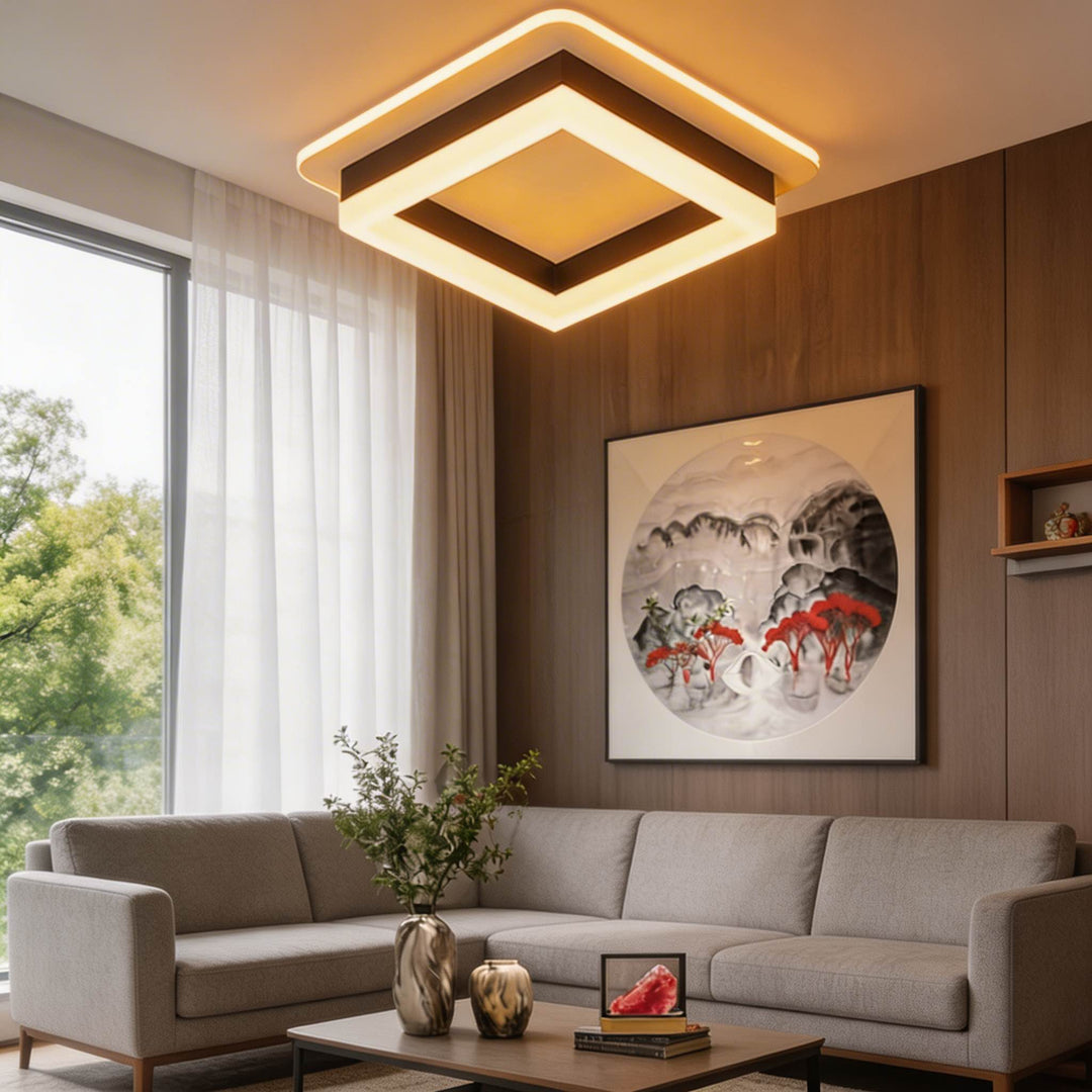 Modern Square Flush Mount Ceiling Light Fixture Metal Acrylic LED Design for Indoor Spaces