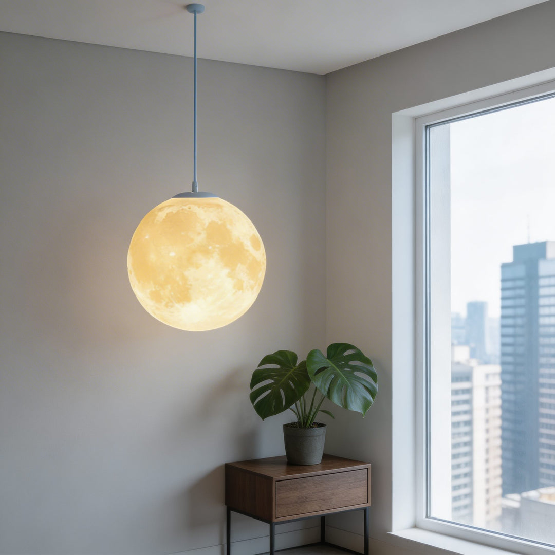 Modern Moon Globe Adjustable Hanging Pendant Light