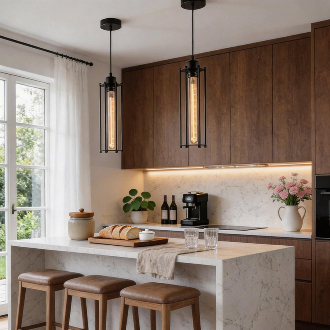Industrial Black Linear Kitchen Island Pendant Light