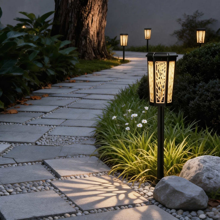 Retro Solar Pathway Lights Ground Mounted ABS LED Waterproof with Dusk-to-Dawn Sensor