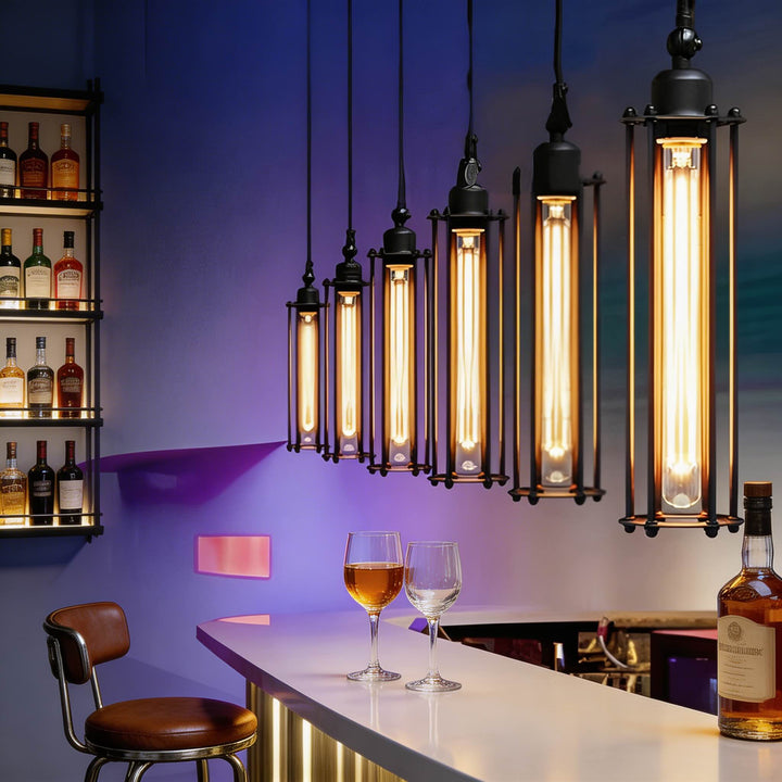Industrial Black Linear Kitchen Island Pendant Light