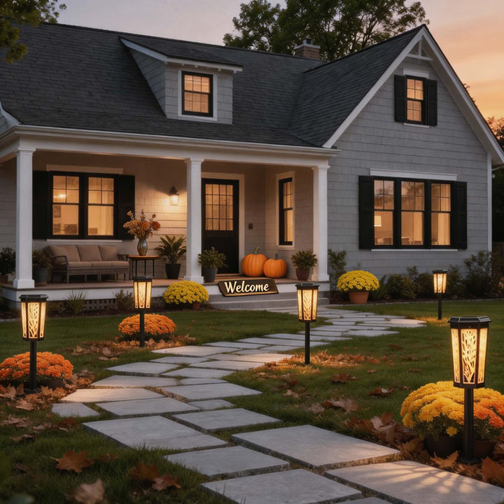 Retro Solar Pathway Lights Ground Mounted ABS LED Waterproof with Dusk-to-Dawn Sensor