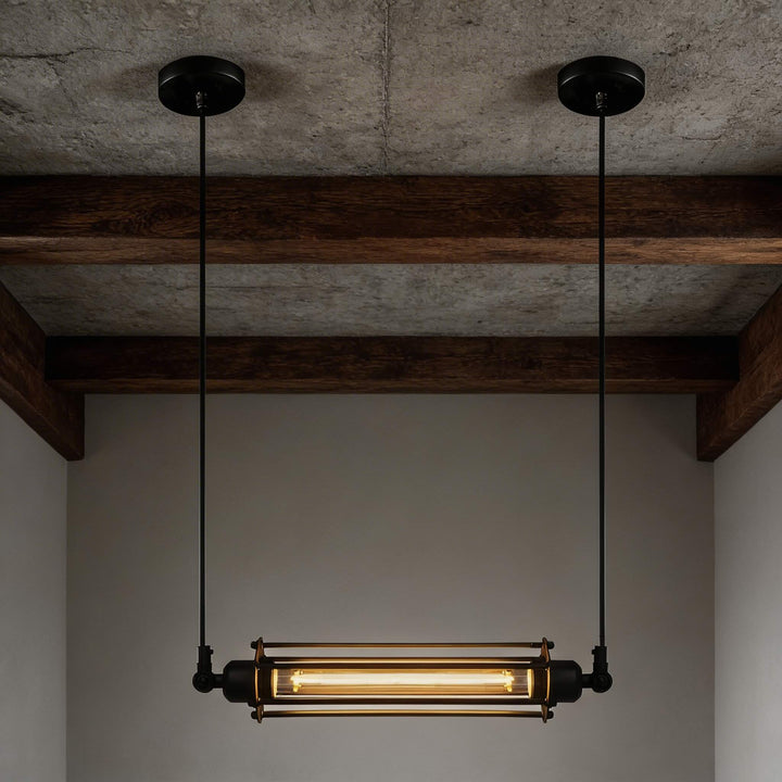 Industrial Black Linear Kitchen Island Pendant Light