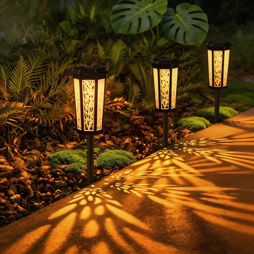 Retro Solar Pathway Lights Ground Mounted ABS LED Waterproof with Dusk-to-Dawn Sensor