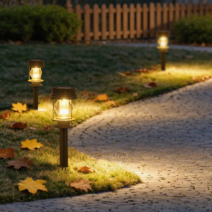 Modern Solar Powered Outdoor Lantern with Waterproof ABS Plastic and Built-in Light Sensor for Garden and Patio