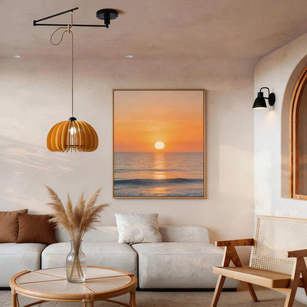 Japanese Wood Lantern Adjustable Hanging Pendant Light