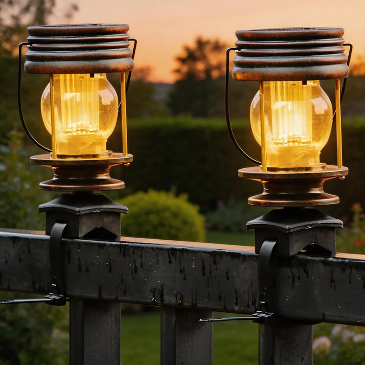 Modern Solar Powered Outdoor Lantern with Waterproof ABS Plastic and Built-in Light Sensor for Garden and Patio
