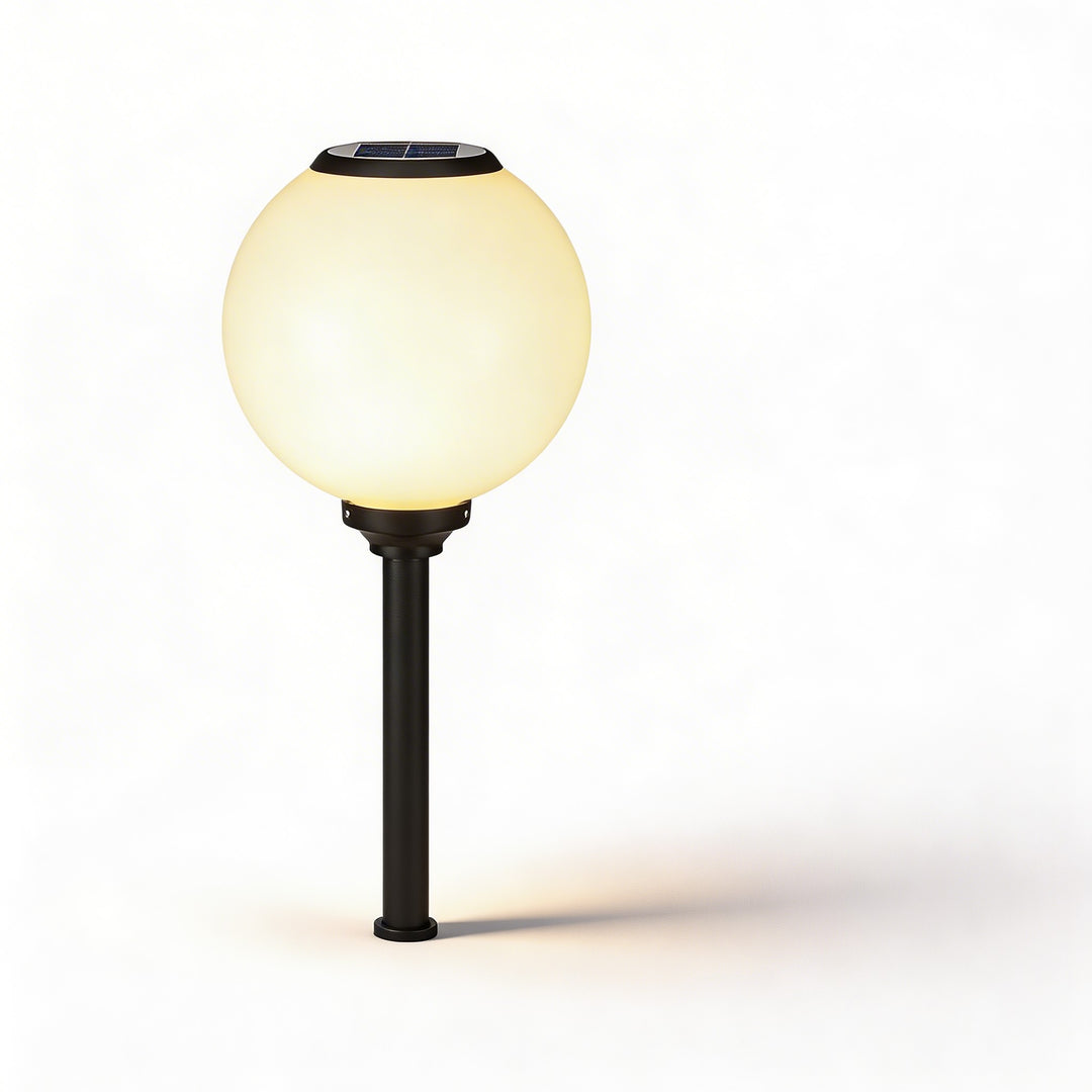Modern Solar Pathway Light Adjustable Brightness Waterproof Aluminum LED Round Ball Design