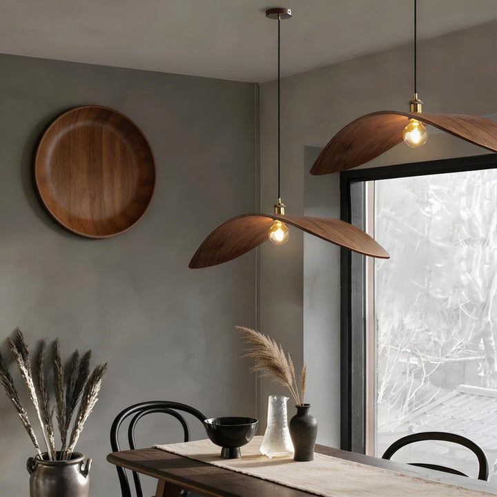 Wooden curved pendant light modern ceiling lighting minimalist hanging light fixture contemporary home lighting