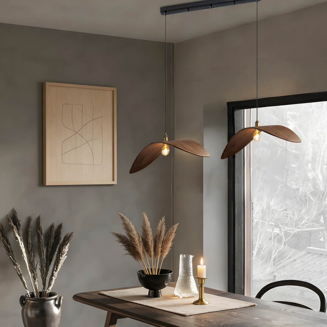 Wabi Sabi Curved Wood Hanging Ceiling Pendant Light
