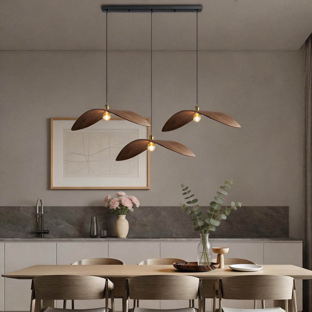 Wabi Sabi Curved Wood Hanging Ceiling Pendant Light