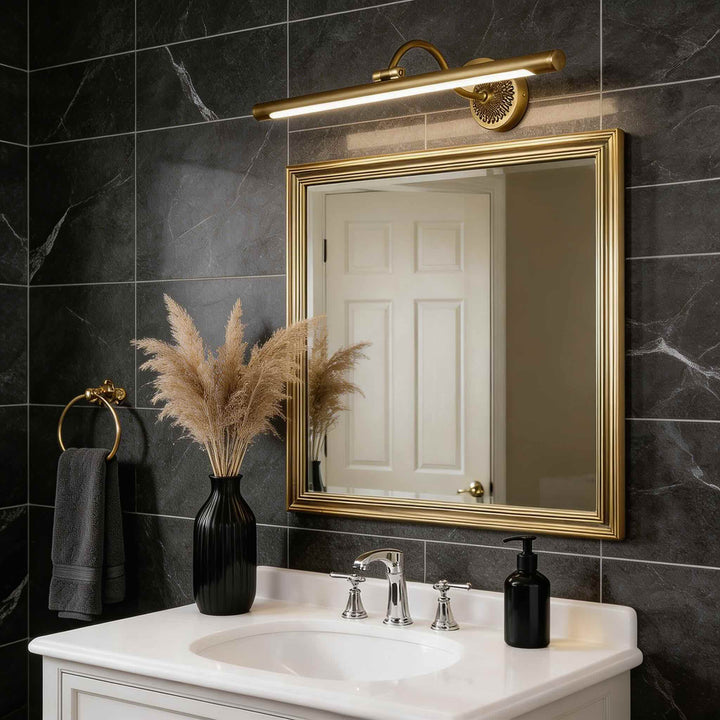 Modern LED Vanity Light Bar Wall Mounted Copper and Acrylic Shade Adjustable 240° Neutral Light for Bathroom Lighting