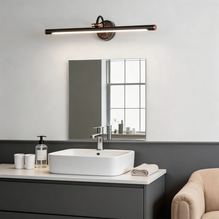 Modern LED Vanity Light Bar Wall Mounted Copper and Acrylic Shade Adjustable 240° Neutral Light for Bathroom Lighting