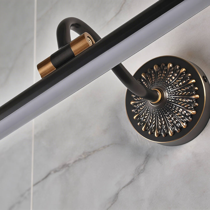 Modern LED Vanity Light Bar Wall Mounted Copper and Acrylic Shade Adjustable 240° Neutral Light for Bathroom Lighting