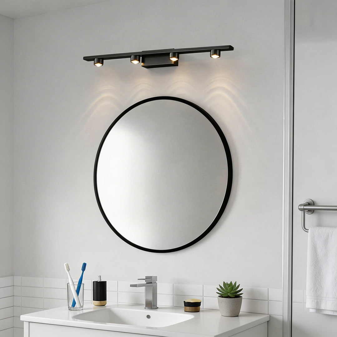 Modern Black Bathroom Vanity Light Bar Wall Mounted LED Glass 3000K Warm Light