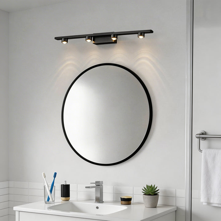 Modern Black Bathroom Vanity Light Bar Wall Mounted LED Glass 3000K Warm Light