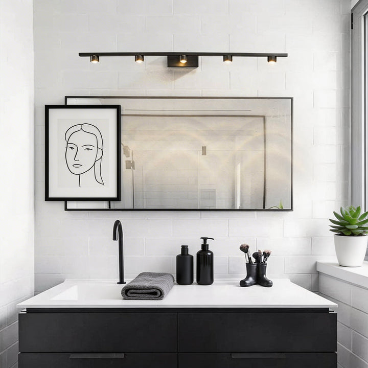 Modern Black Bathroom Vanity Light Bar Wall Mounted LED Glass 3000K Warm Light