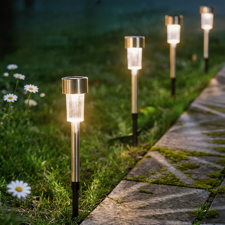 Solar Garden Lights Waterproof Stake-In LED Outdoor Lanterns Automatic Dusk-to-Dawn Eco-Friendly