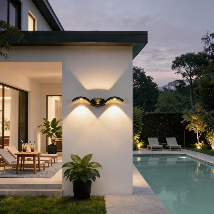 Modern Outdoor Wall Sconce Up Down Die-Cast Aluminum LED Waterproof 9W 3-Light Fixture