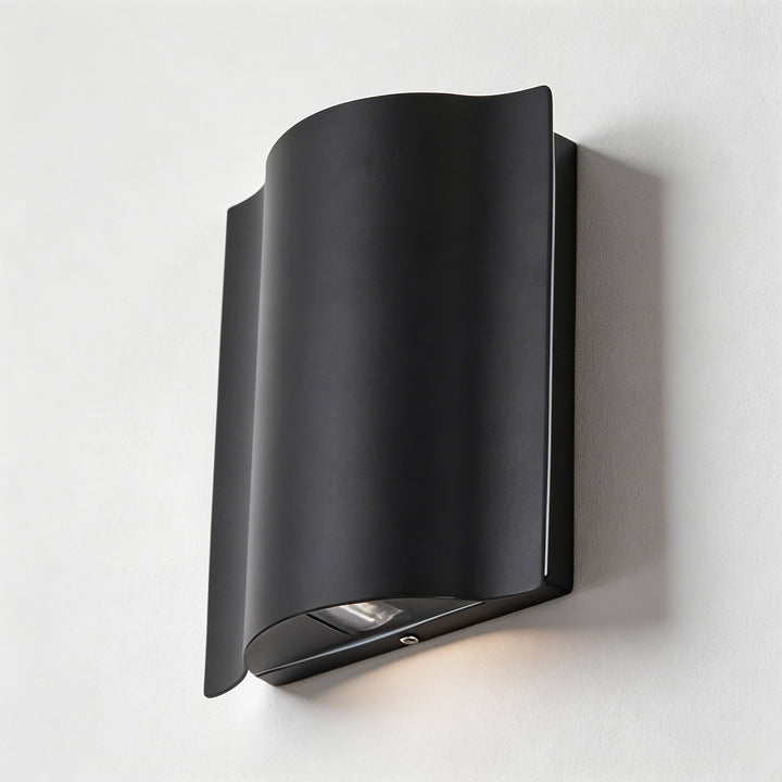 Modern Black Outdoor Wall Light Up Down Fixture Die-Cast Aluminum LED with Clear Glass Shade IP65