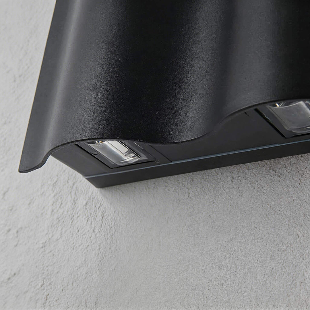 Modern Black Outdoor Wall Light Up Down Fixture Die-Cast Aluminum LED with Clear Glass Shade IP65