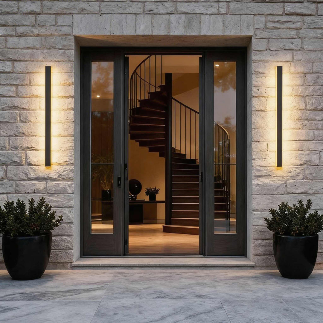 Black Modern Outdoor Wall Light Linear Design Wall Mounted Iron LED Dimmable Waterproof for Porch
