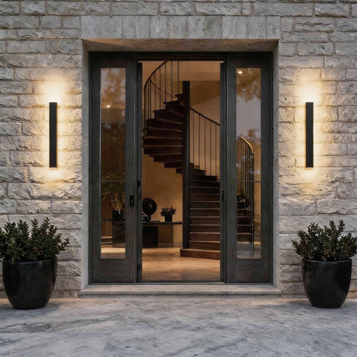 Black Modern Outdoor Wall Light Linear Design Wall Mounted Iron LED Dimmable Waterproof for Porch