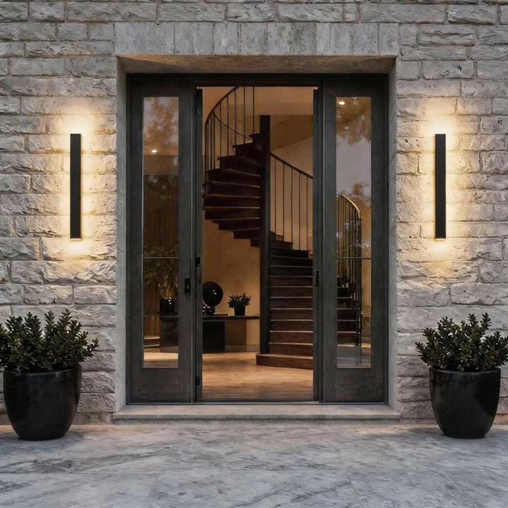 Black Modern Outdoor Wall Light Linear Design Wall Mounted Iron LED Dimmable Waterproof for Porch