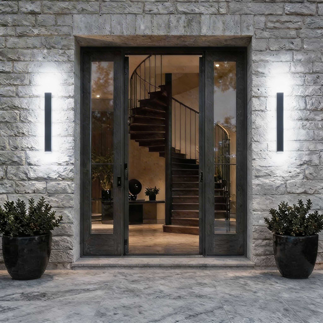 Black Modern Outdoor Wall Light Linear Design Wall Mounted Iron LED Dimmable Waterproof for Porch