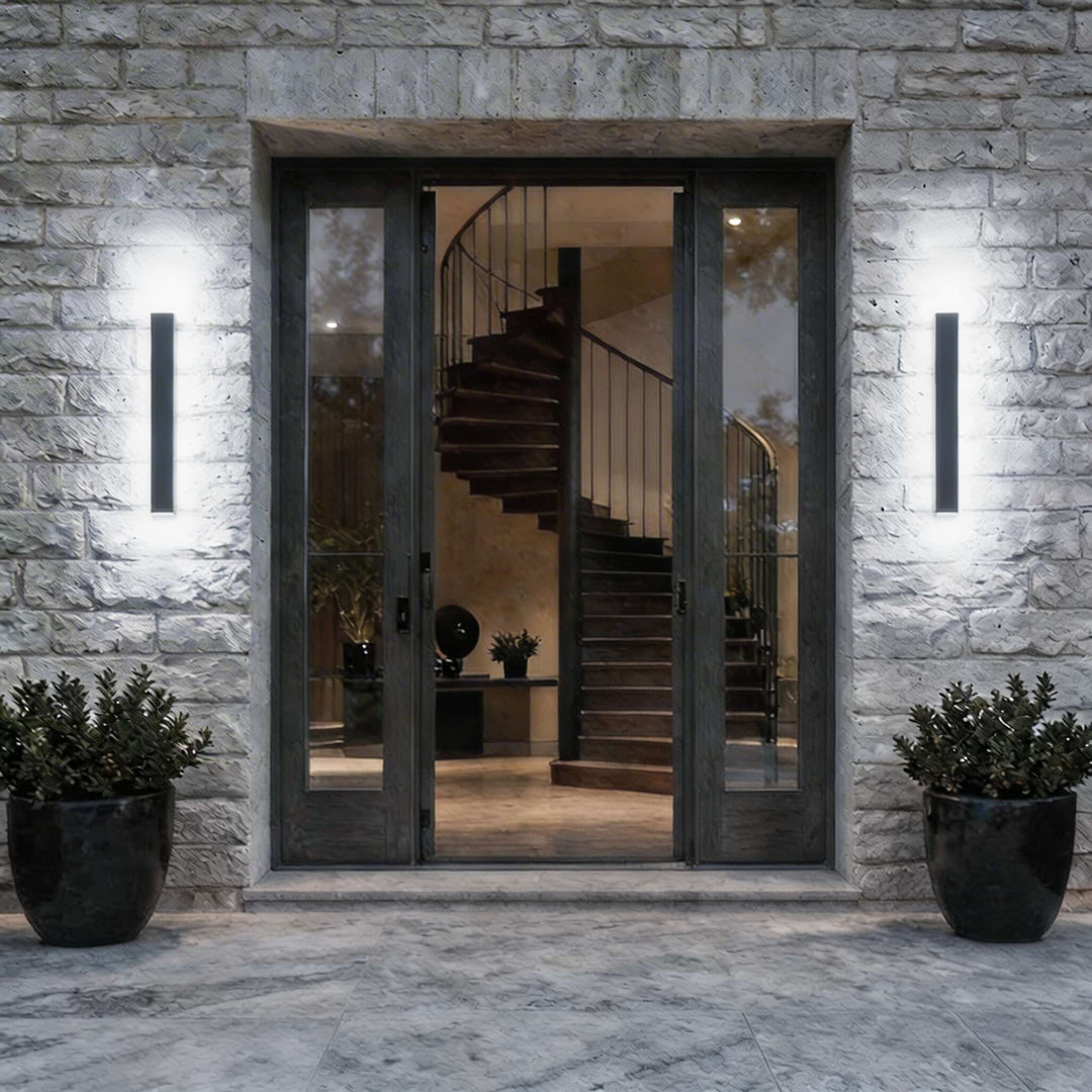 Black Modern Outdoor Wall Light Linear Design Wall Mounted Iron LED Dimmable Waterproof for Porch