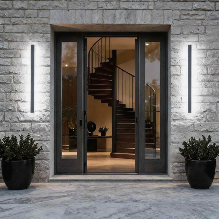 Black Modern Outdoor Wall Light Linear Design Wall Mounted Iron LED Dimmable Waterproof for Porch
