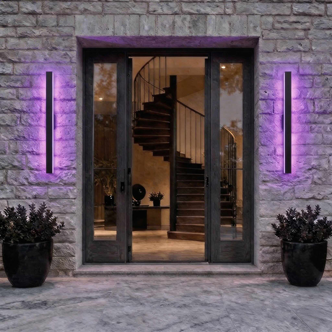 Black Modern Outdoor Wall Light Linear Design Wall Mounted Iron LED Dimmable Waterproof for Porch