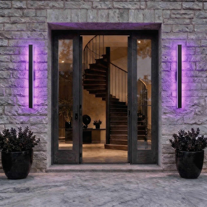 Black Modern Outdoor Wall Light Linear Design Wall Mounted Iron LED Dimmable Waterproof for Porch