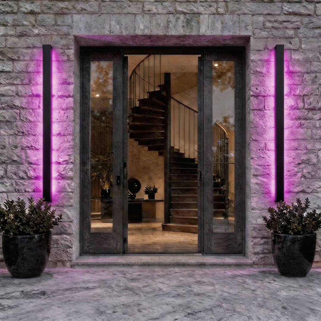 Black Modern Outdoor Wall Light Linear Design Wall Mounted Iron LED Dimmable Waterproof for Porch