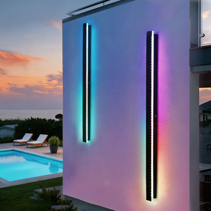 Black Modern Outdoor Wall Light Linear Design Wall Mounted Iron LED Dimmable Waterproof for Porch