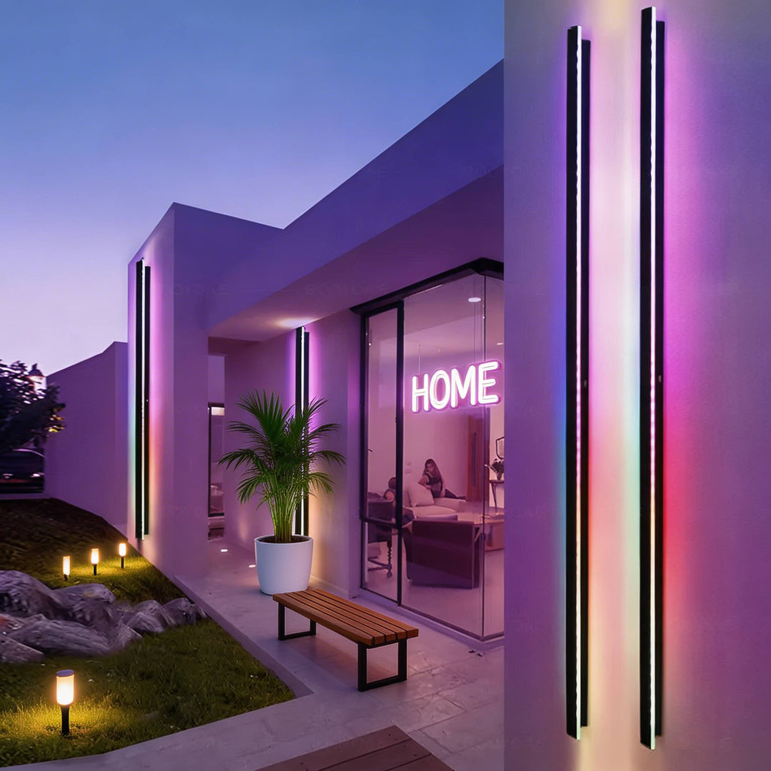 Black Modern Outdoor Wall Light Linear Design Wall Mounted Iron LED Dimmable Waterproof for Porch