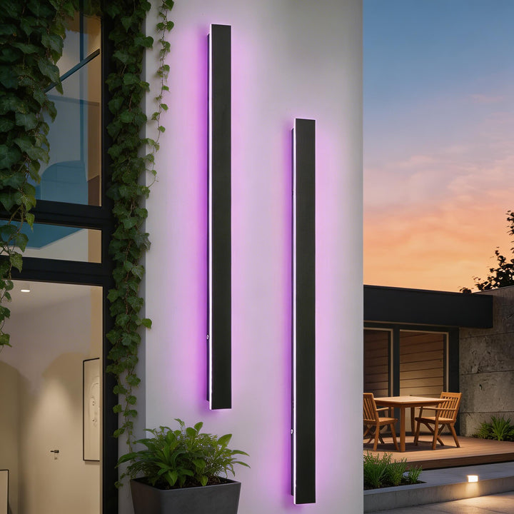 Black Modern Outdoor Wall Light Linear Design Wall Mounted Iron LED Dimmable Waterproof for Porch