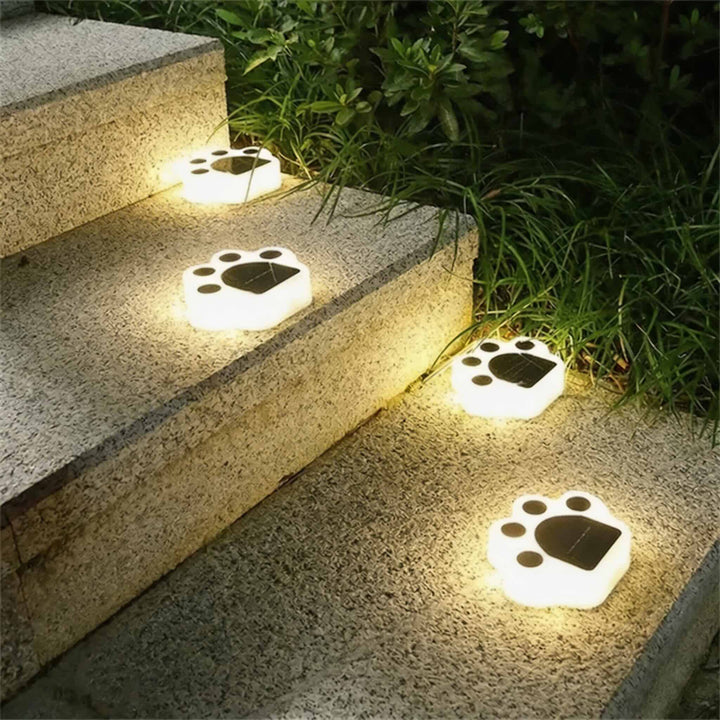 Solar Garden Light Decorative Paw Print Design Waterproof ABS LED Outdoor Lights for Pathway Lawn Illumination