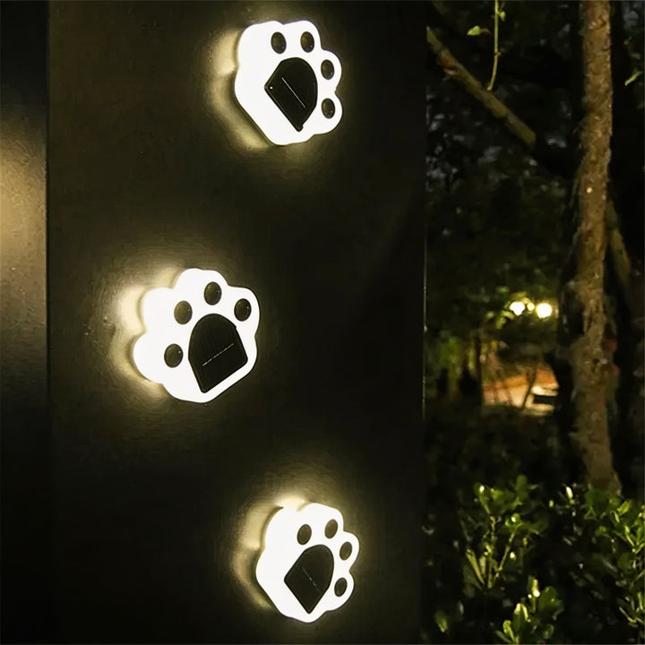 Solar Garden Light Decorative Paw Print Design Waterproof ABS LED Outdoor Lights for Pathway Lawn Illumination