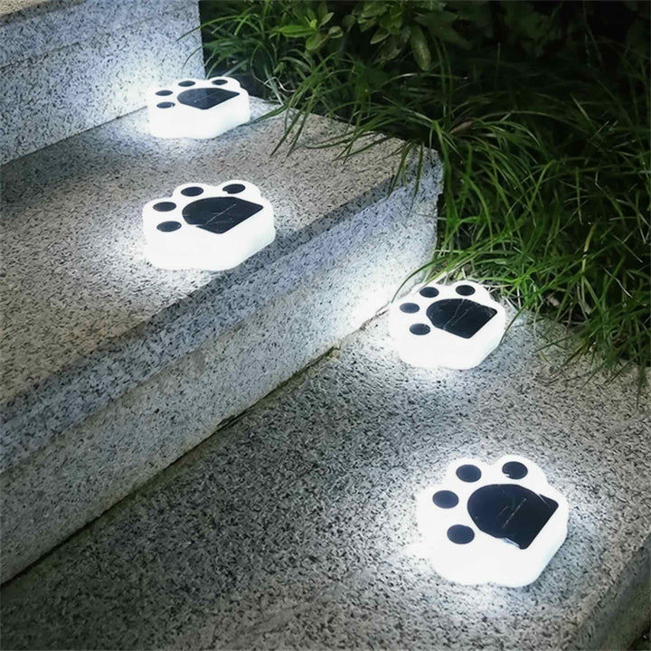 Solar Garden Light Decorative Paw Print Design Waterproof ABS LED Outdoor Lights for Pathway Lawn Illumination