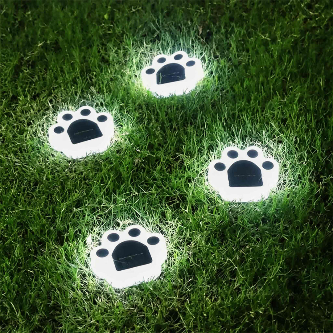 Solar Garden Light Decorative Paw Print Design Waterproof ABS LED Outdoor Lights for Pathway Lawn Illumination