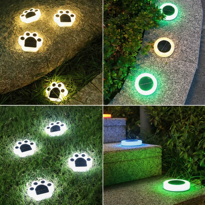 Solar Garden Light Decorative Paw Print Design Waterproof ABS LED Outdoor Lights for Pathway Lawn Illumination