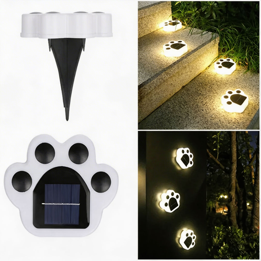 Solar Garden Light Decorative Paw Print Design Waterproof ABS LED Outdoor Lights for Pathway Lawn Illumination