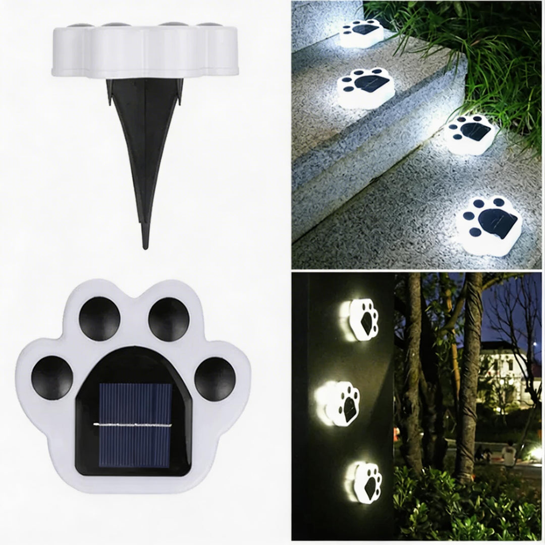 Solar Garden Light Decorative Paw Print Design Waterproof ABS LED Outdoor Lights for Pathway Lawn Illumination