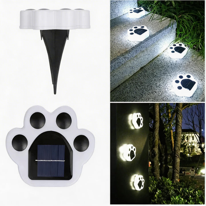 Solar Garden Light Decorative Paw Print Design Waterproof ABS LED Outdoor Lights for Pathway Lawn Illumination