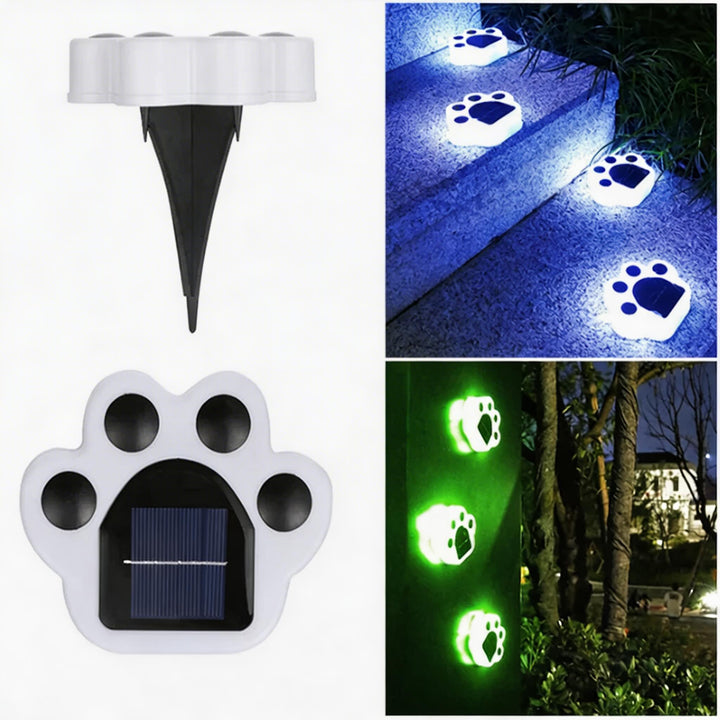 Solar Garden Light Decorative Paw Print Design Waterproof ABS LED Outdoor Lights for Pathway Lawn Illumination
