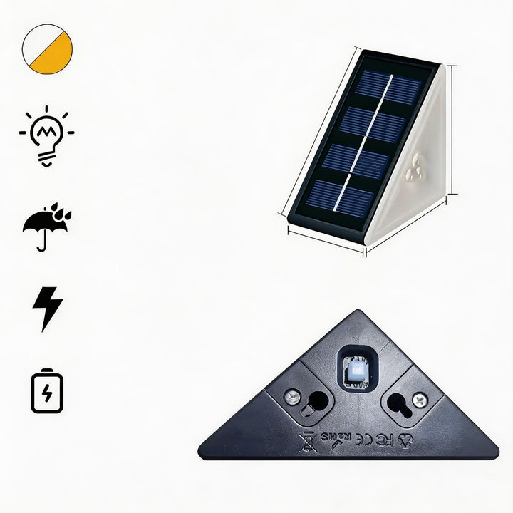 Solar Step Lights Outdoor IP67 Waterproof Adjustable Energy Saving Automatic Sensor for Exterior Steps