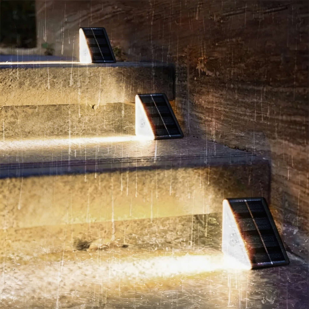 Solar Step Lights Outdoor IP67 Waterproof Adjustable Energy Saving Automatic Sensor for Exterior Steps